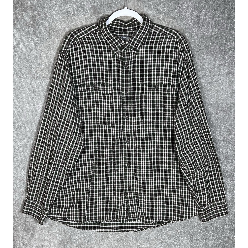 Guide Series Flannel Button Down Shirt Mens Sz XL Brown Green Cotton Pockets